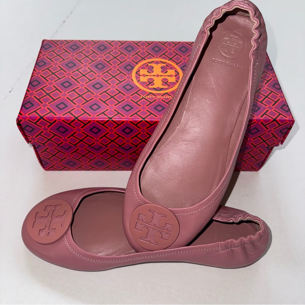 Tory Burch Pink Magnolia Minnie Travel Ballet Flats
